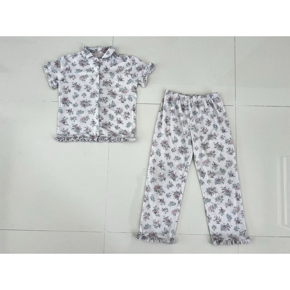 LAURA ASHLEY Pink Floral Pajamas Pj Set Cottage Core Cute Sleepwear soft 6